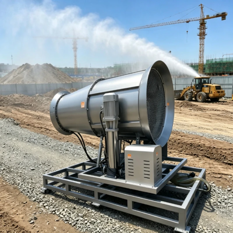 100m Mobile Trailer Fog Cannon With Independent Large Water Tank Automatic Rotate Industrial Mist Machine
