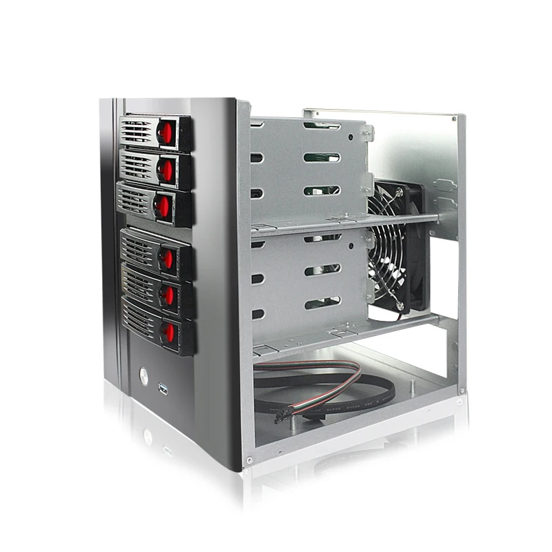 6-bay NAS chassis 17 × 17 Home Mini ITX Motherboard Black Qunhui Hot Swap File Storage Server