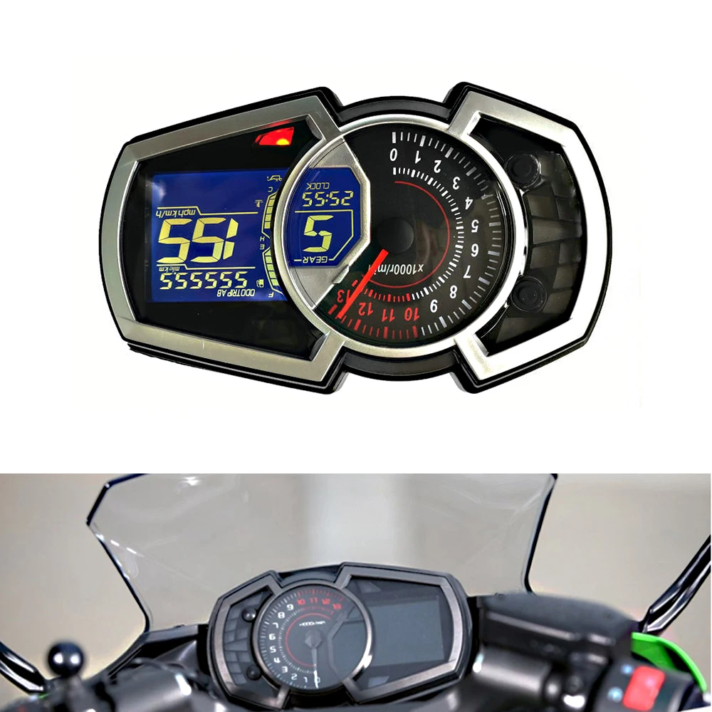 

Motorcycle Meter with LCD Dispay 1/2/4 Cylinders Motorcycle Odometer Speedometer Tachometer for Most 12V Motorcycles