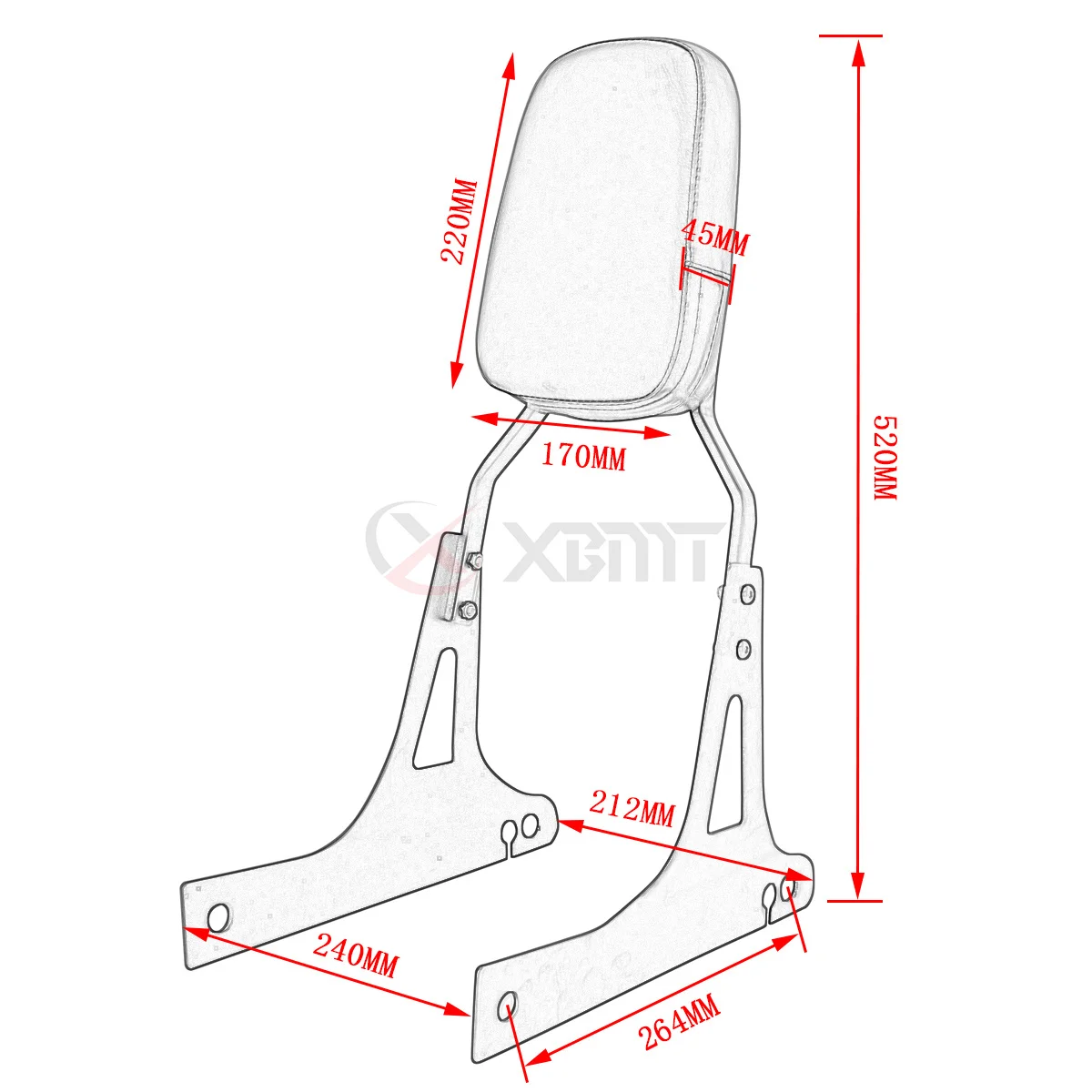 Motorcycle Backrest Sissy Bar For Harley Dyna Street Bob FXDB FXD Wide Super Glide Custom FXDC Low Rider FXDL 2006-2018