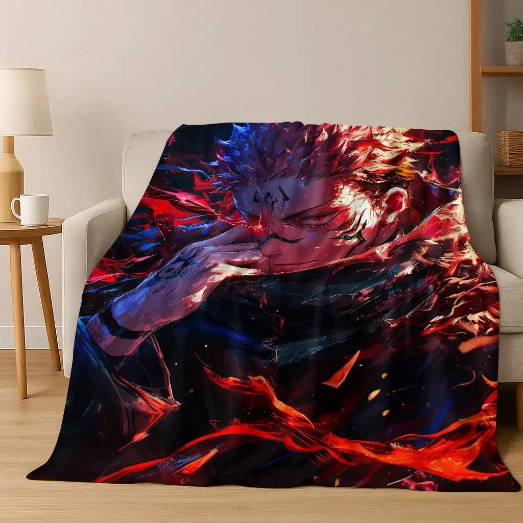 

Anime Jujutsu Kaisen Yuji Satoru Cartoon Flannel Blanket,Cozy Soft Throw Blanket for Home Bedroom Bed Sofa Picnic Cover Gift Kid