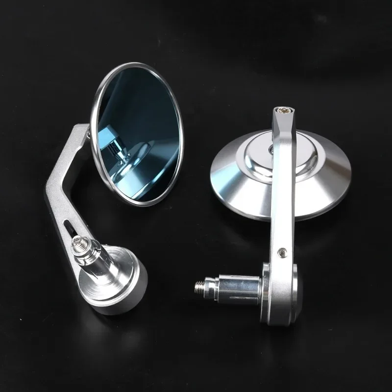 Motorcycle Handlebar Mirror Bar End Rear View Mirrors Balance Slider Grip Side Mirror CNC Silver 22mm Universal Anti-reflective image 3
