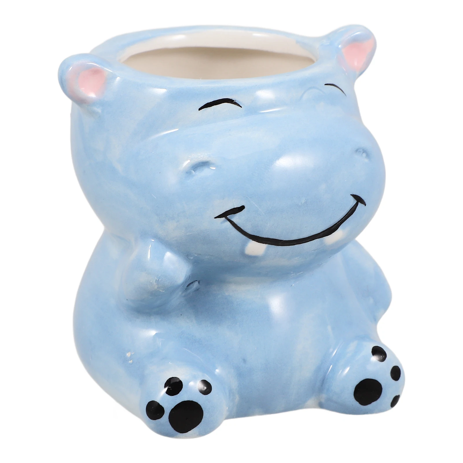 

Cute Hippo Shaped Pen Pencil Holder Ceramic Hippo Planter Animal Shaped Succulent Pot Makeup Brush Cups for Desk Home Office