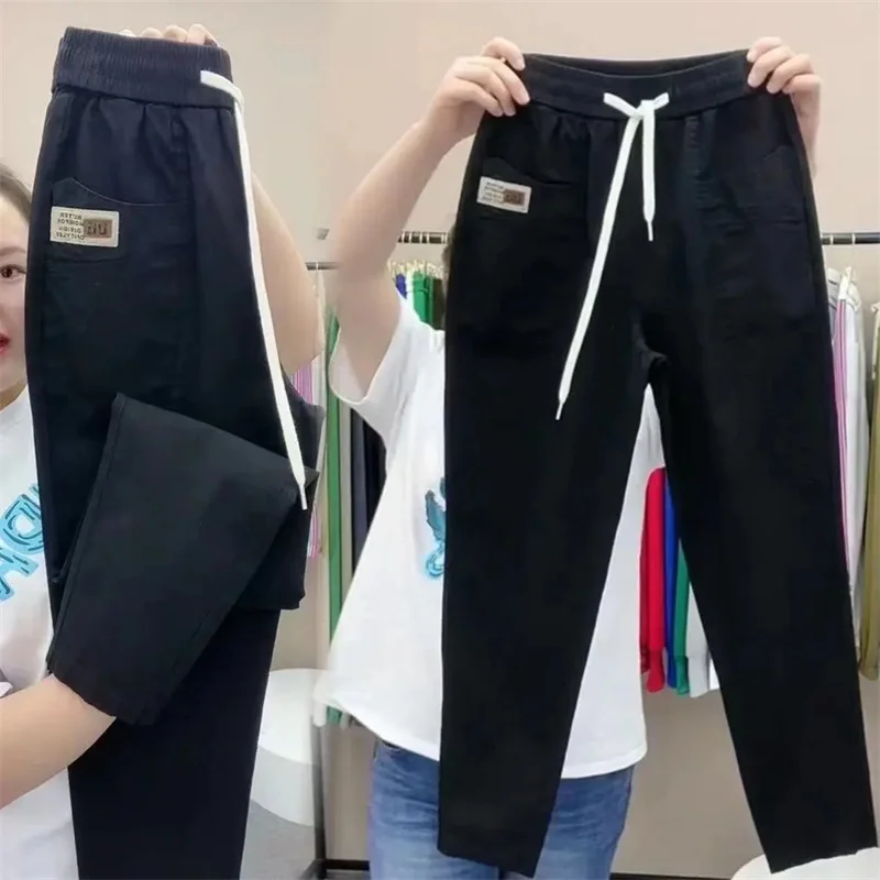 Spring Summer Women's Harem Pants High Waist Straight Casual All-match Pants Women Fashion Loose Cotton linen Trousers Female