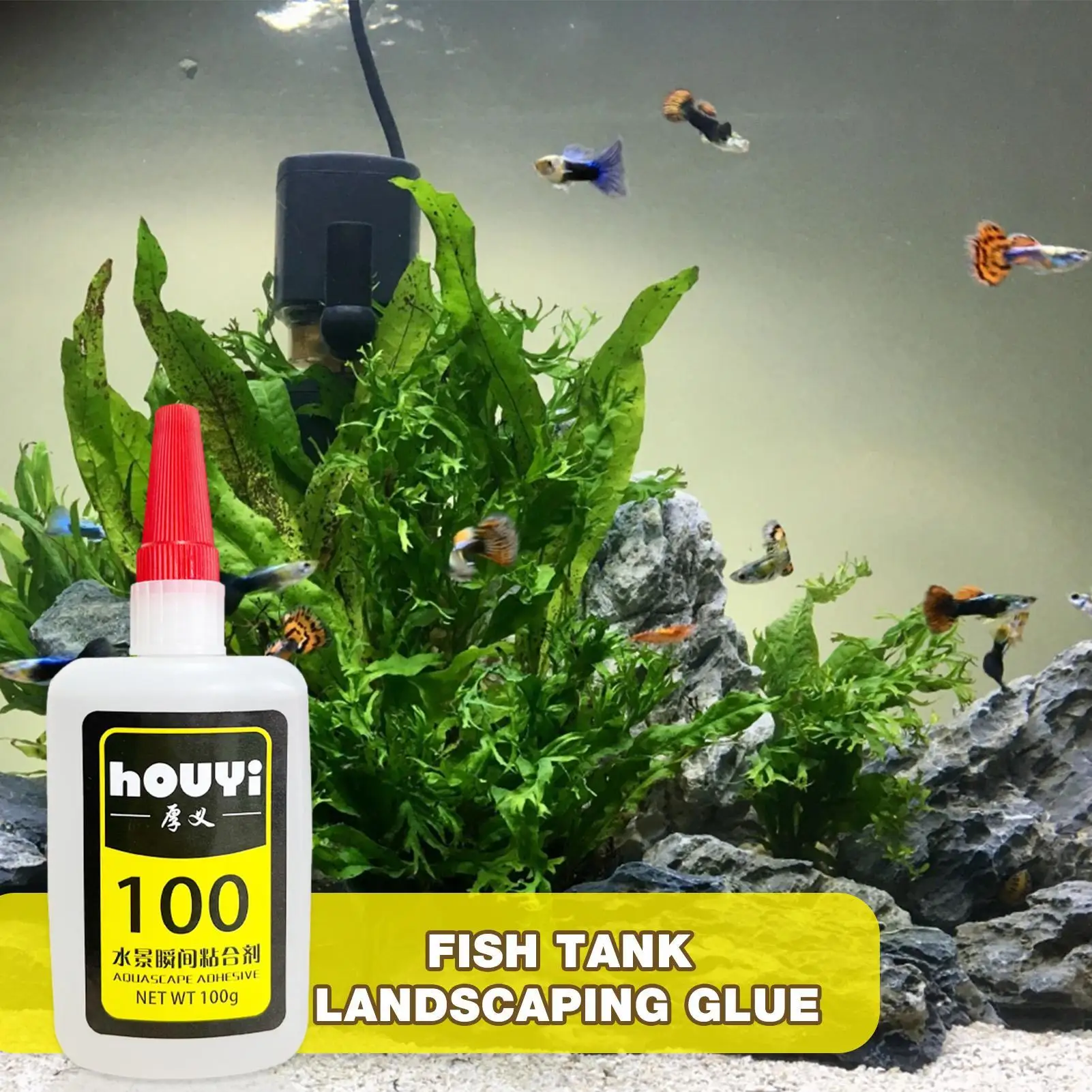 50/100g Clear Instant Glue Aquascaping Waterproof Aquarium Adhesive Long Lasting Aquarium Glue for Plants Random Lid Color