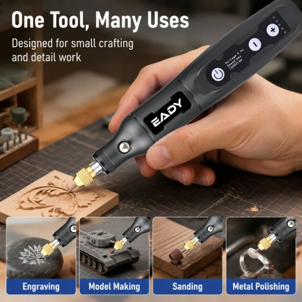 USB Cordless Mini Drill – 3.7V Engraving Rotary Tool for Jewelry, Glass, DIY Carving, Polishing, Craft – Portable Handheld image 2
