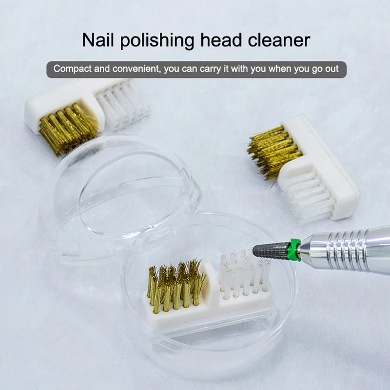 Nail Drill Bit Cleaning Brush Polishing Brush Portable Soft Hard Brush Cleaner Box Professional Nail Art Manicure Accessories