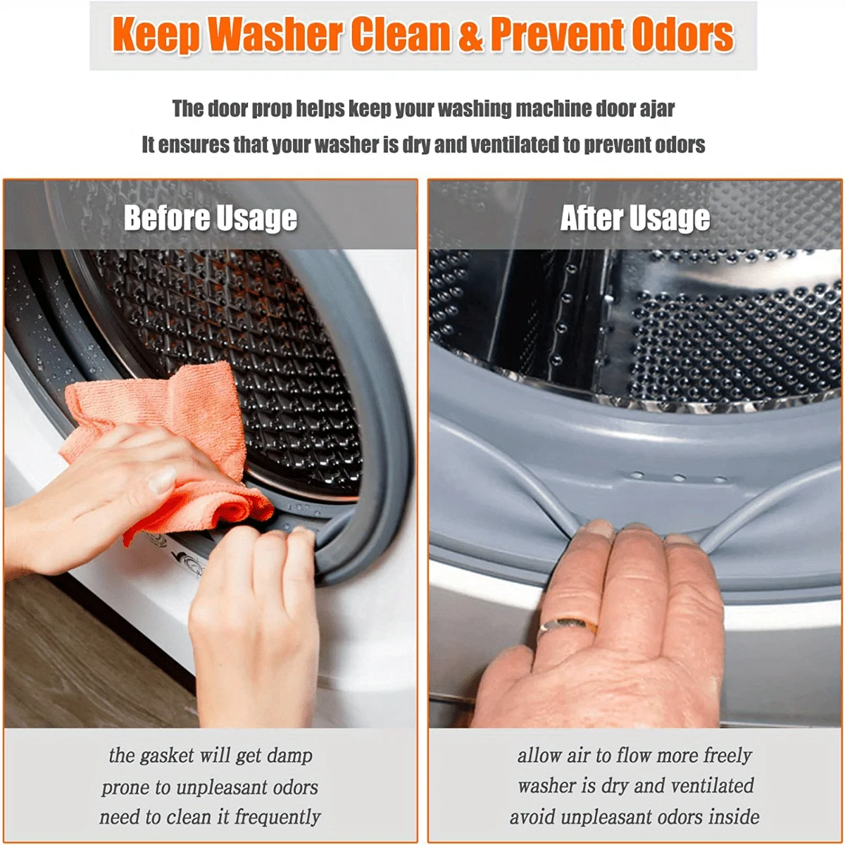 Magnetic Washer Door Prop-Stabilizer for Front Load Machines-Easy-Install, Flex Design-Fits Most Washers & RV Laundry Doors view 6