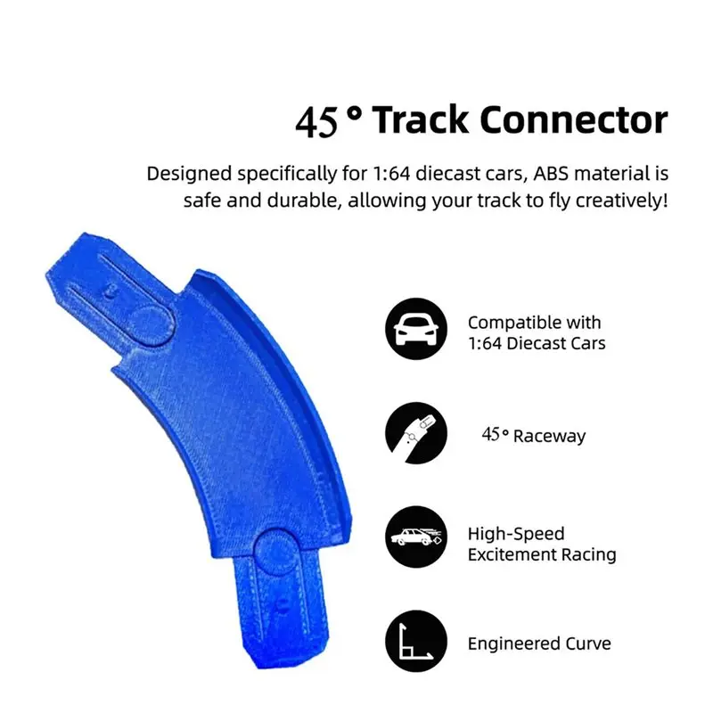 AINY-For 1:64 Vehicle For 4Pcs 45° Curved Track Racetrack Connectors- 45 Degree Banked Turn Design For Hot Wheels Slot Cars