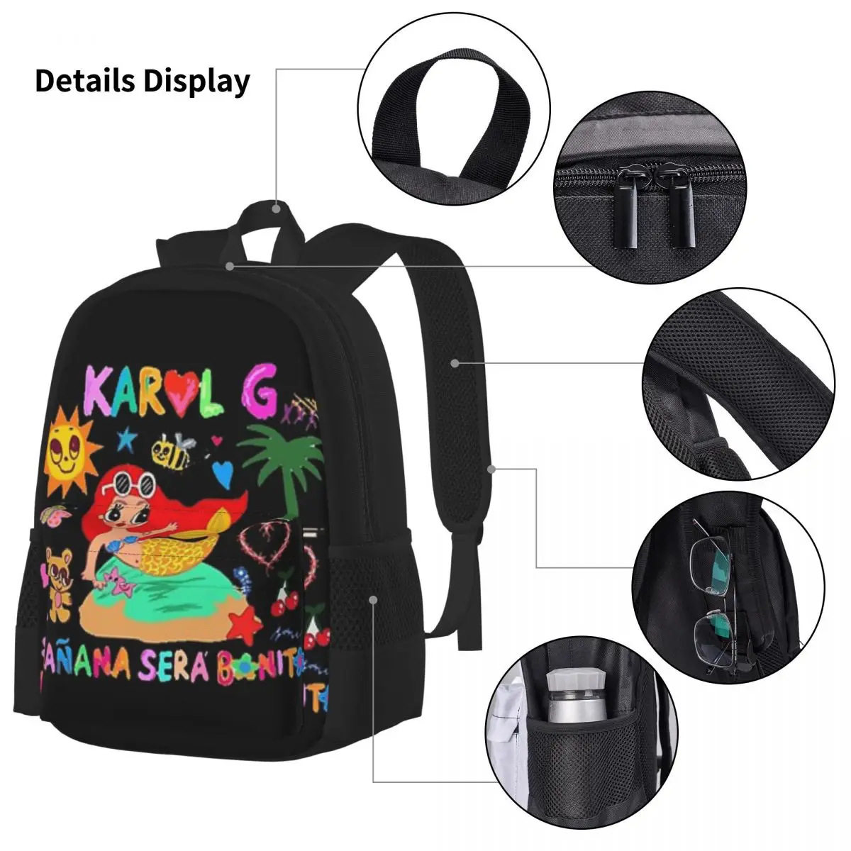 Manana sera bonito karol g mochila escolar para meninos e meninas, mochila, lancheira, saco de caneta, conjunto de 3 peças