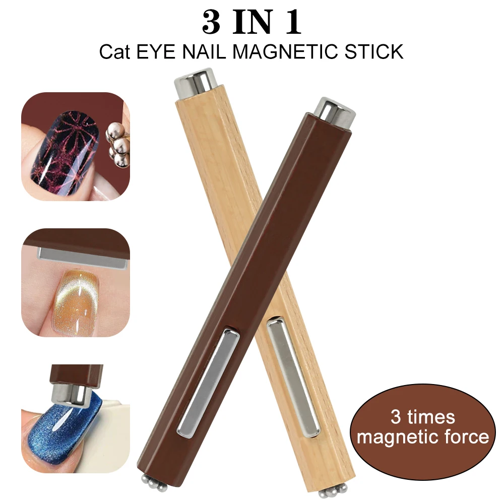 1Pcs 3In1 Multi-function Nail Cat Eye Magnetic Stick Large Cylindrical Strong Magent For French Flower Cat's Eye Manicure Tool