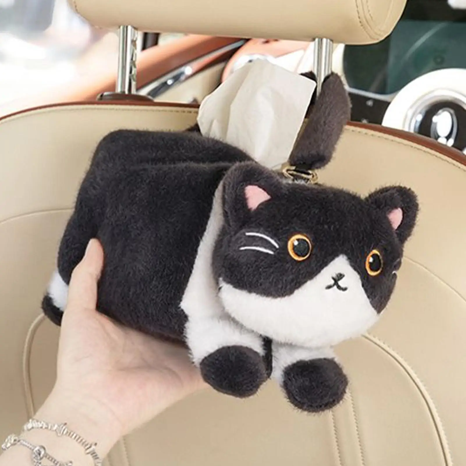 Cat Car Tissue Box Car Seatback Napkin Tissue Dispenser Holder Hanging Car Storage Organizer for Road Trip Truck Sedan RV Auto - view 2