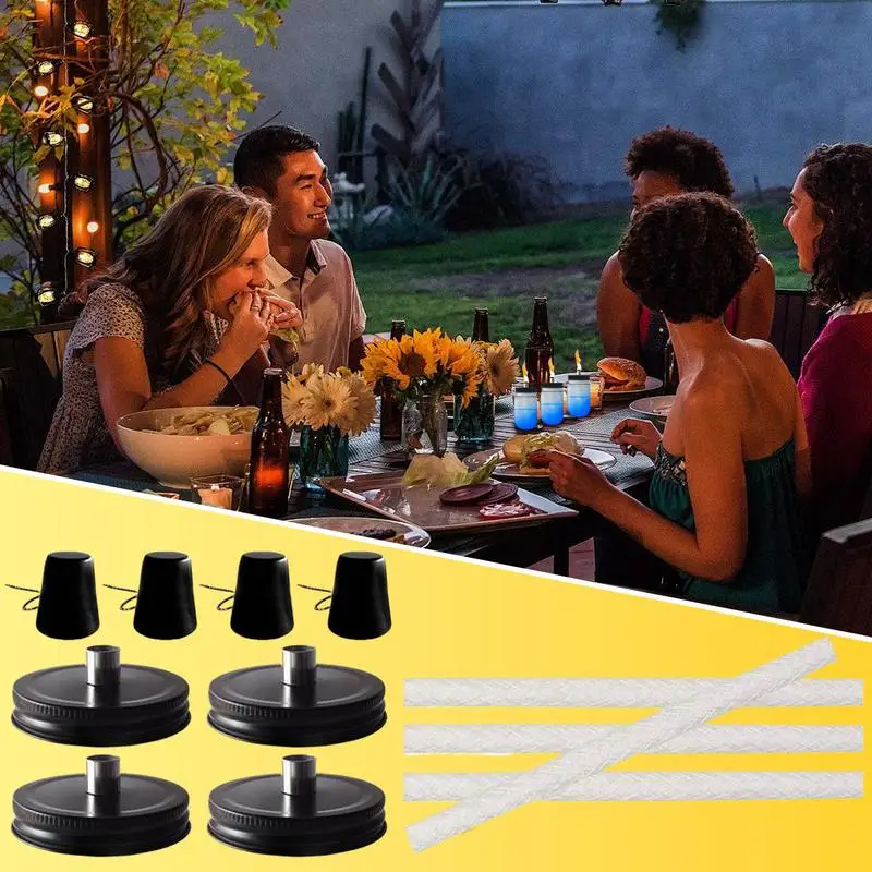 سطح الطاولة المشاعل الزجاجية سطح الطاولة المشاعل الألياف الزجاجية الفتائل الزخرفية مصابيح خارجية Longlife غطاء من الفولاذ المقاوم للصدأ حديقة ديكور ل #6