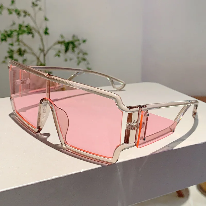 Y2k Luxus Marke Designer Ein Stück Sonnenbrille Frauen Für Männer Vintage Punk Sonnenbrille Beliebte Hohl Übergroßen Brillen UV400