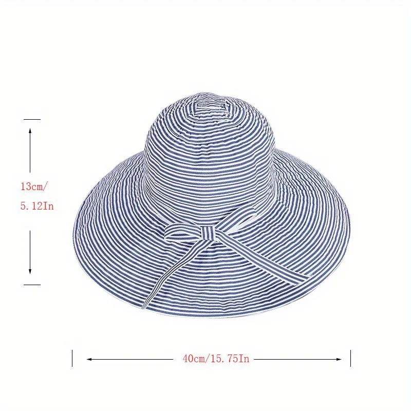 Chapeau Big EPG FishSuffolk à rayures pour femmes, pare-soleil de loisirs, chapeau de protection solaire pliable, printemps, été, automne, nouveau