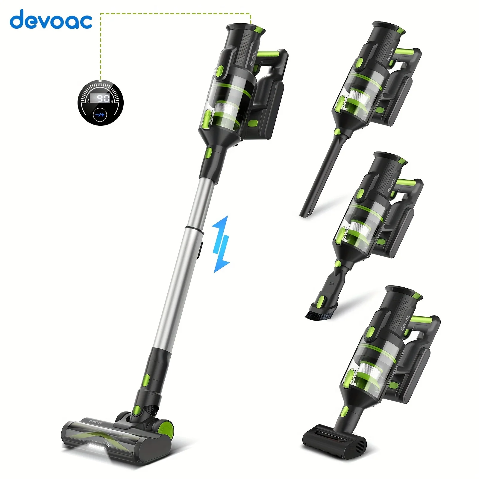DEVOAC M100 Cordless Vacuum Cleaner 265W Brushless Motor 33KPa Powerful Handheld Stick Vacuum for Home HardFloor Carpet Pet Hair