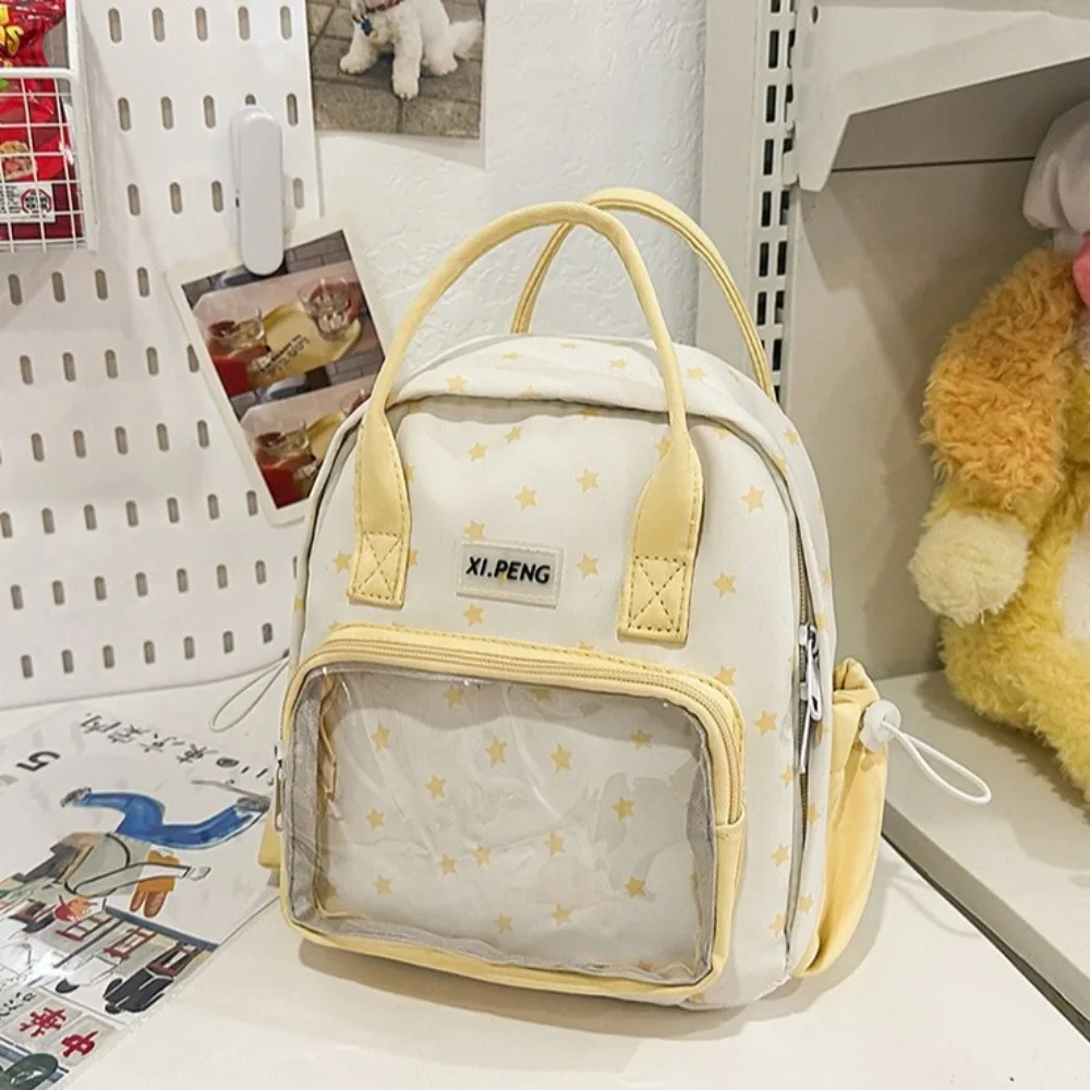 

Nylon Transparent Itabag Star Print Solid Color Transparent Pocket Backpacks Badge Storage Bag Japanese Y2k Backpacks Travel