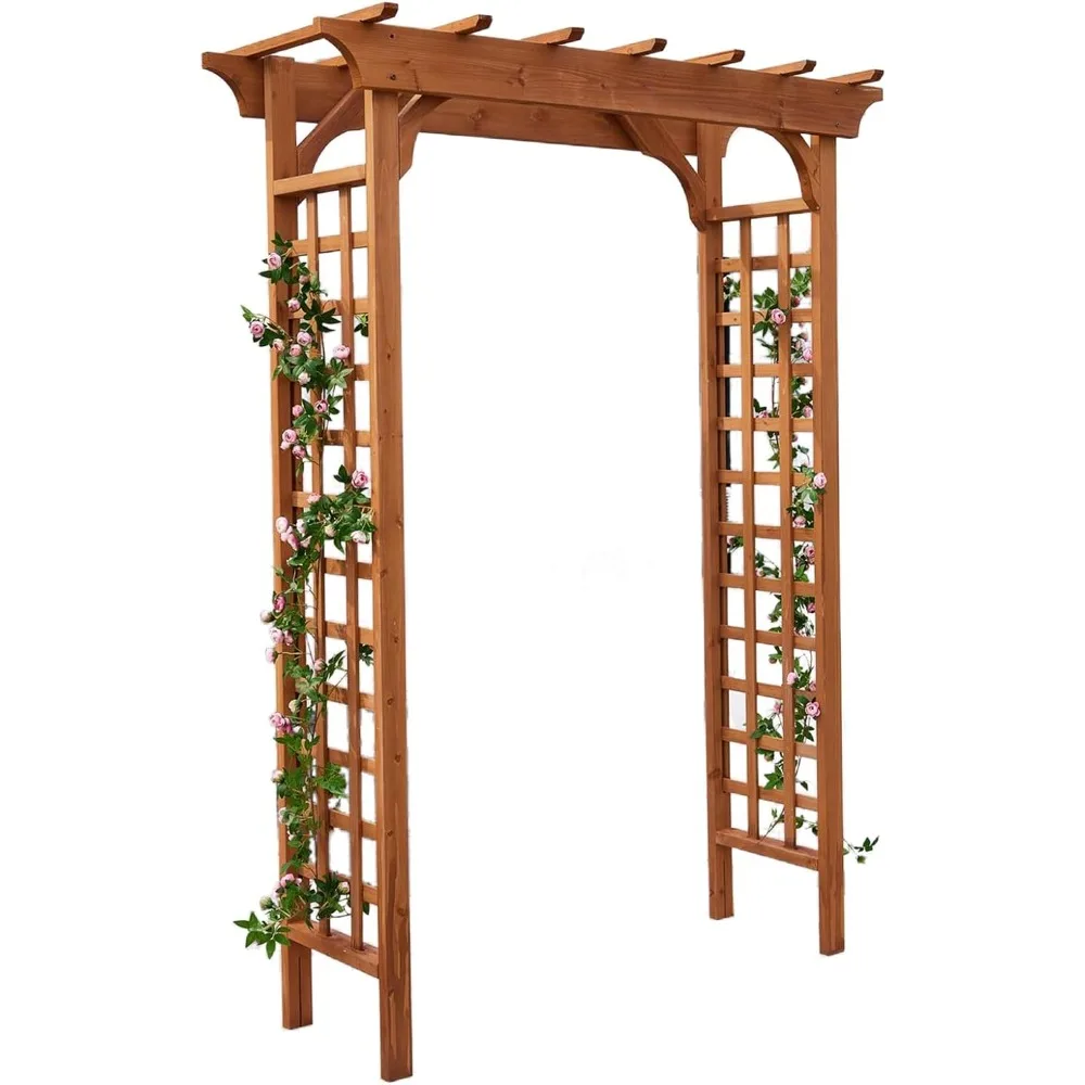 

Solid Fir Wooden Garden Arch Premium Outdoor Trellis for Climbing Plants, 83.37”H×61”W×26’’D, Also can be Used for Wedding and P