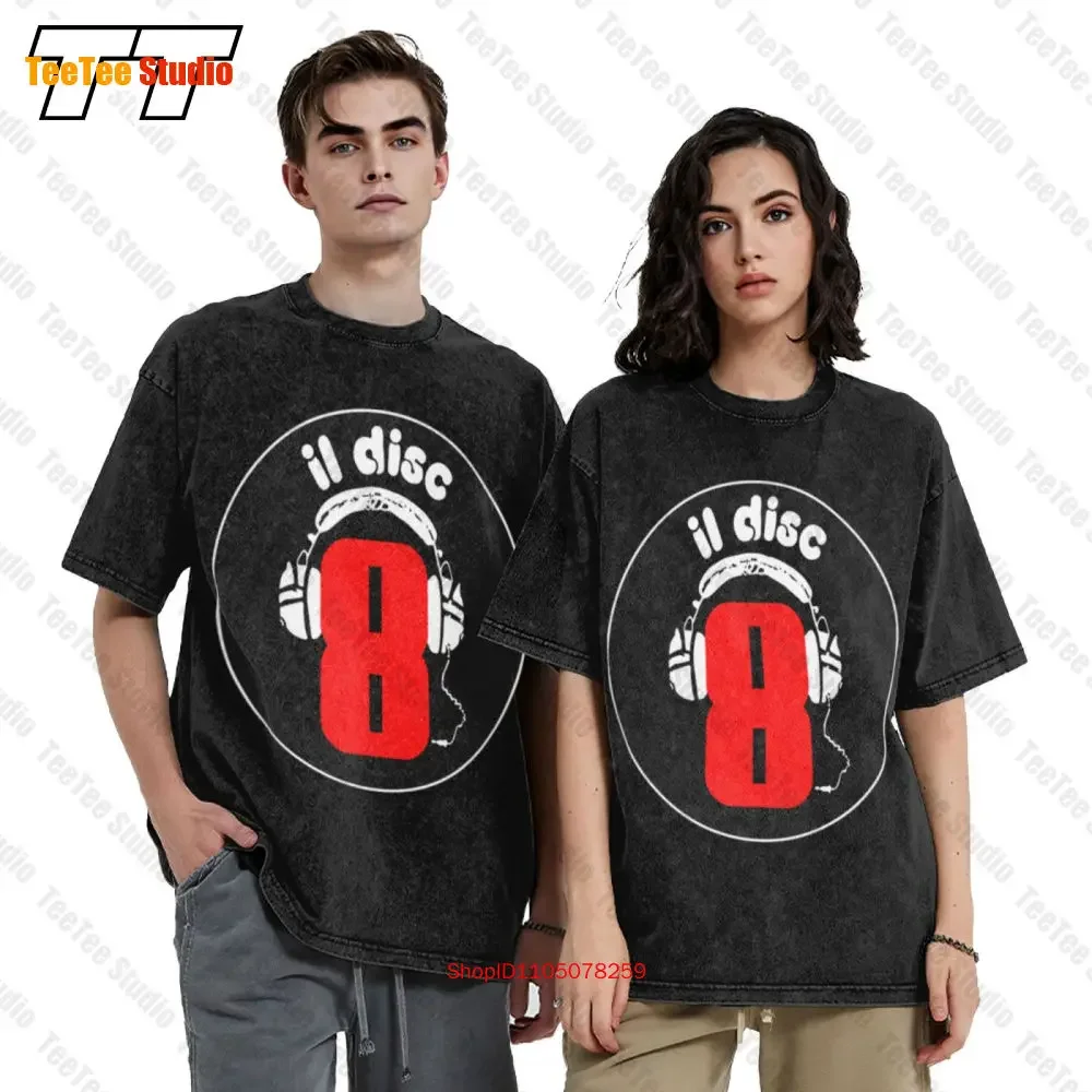 Italo Disco Dj Maglietta Bianca Disc8 Con Logo Vintage Oversized T-Shirt SJHK