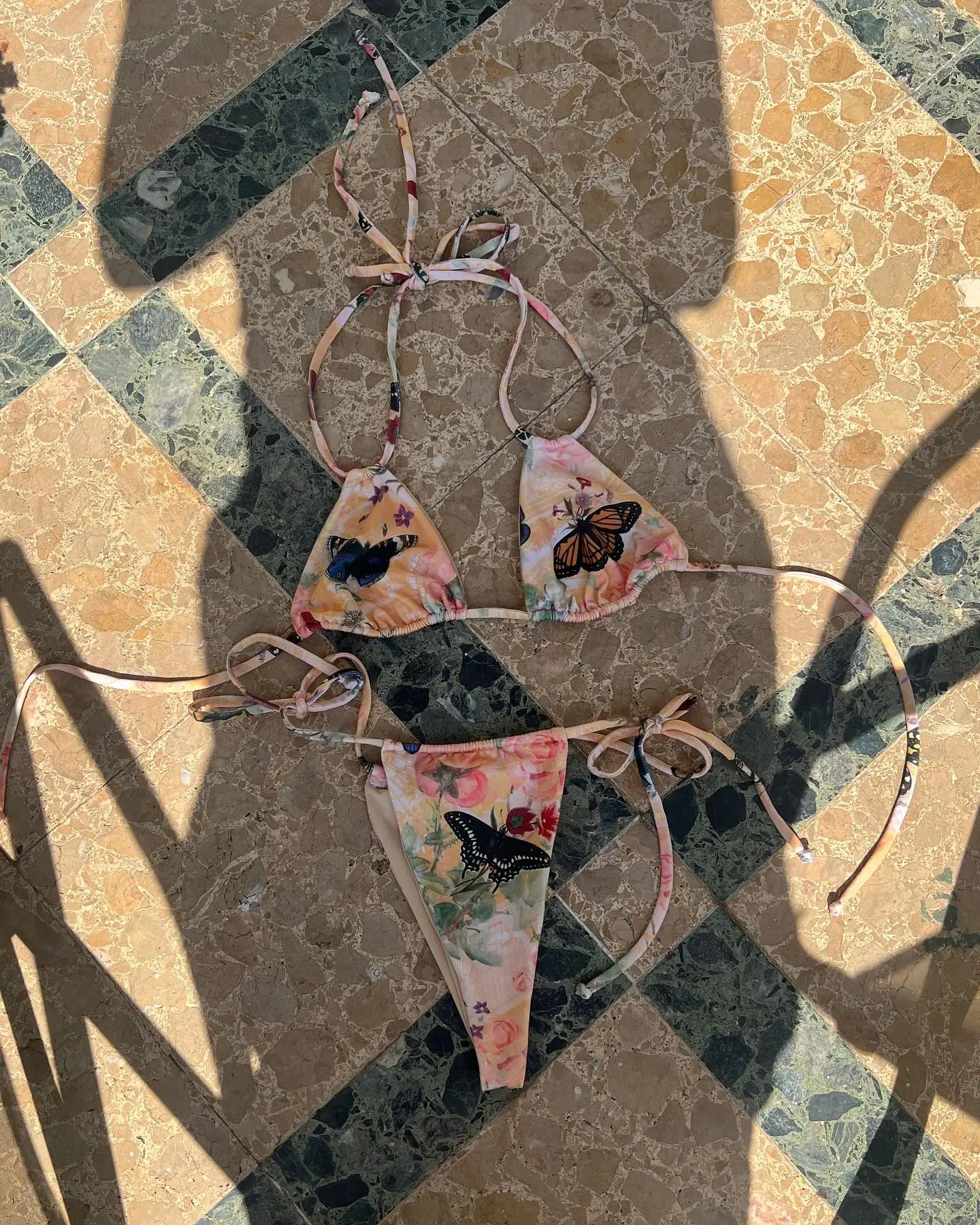 

Купальник-халтер 2026 с принтом, сексуальное женское бикини, купальный костюм со шнуровкой, пляжная одежда, бандо-бикини