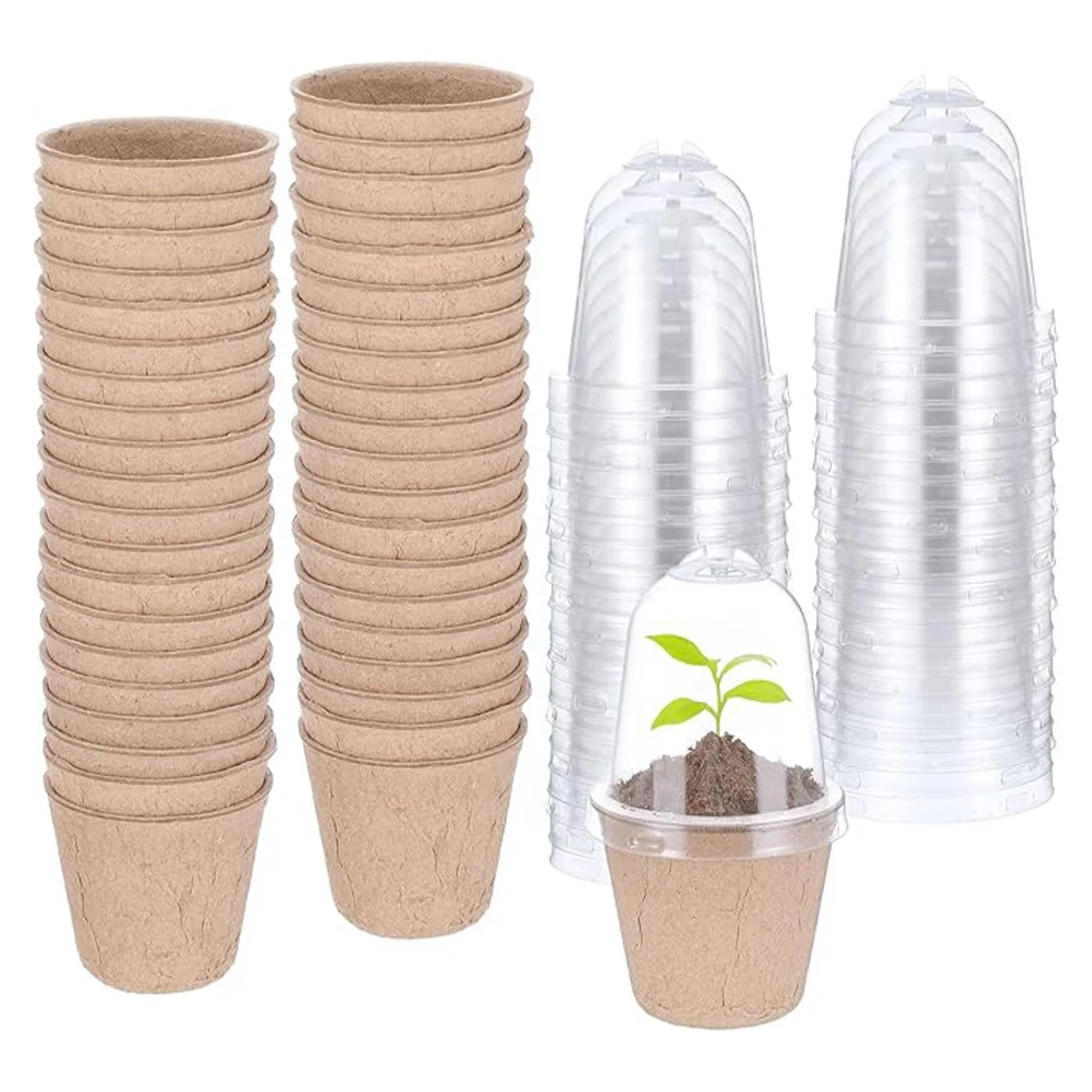 

40Pcs Biodegradable Round Nursery Pots Seedling Starter Cups for Vegetable Flowers Indoor Garden Plant Germination