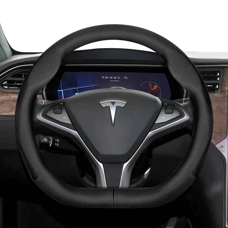 

Чехол на руль Tesla D-образной формы, ультратонкий, модель S, модель X, автомобильные аксессуары, 2024, дышащая кожа из микроволокна