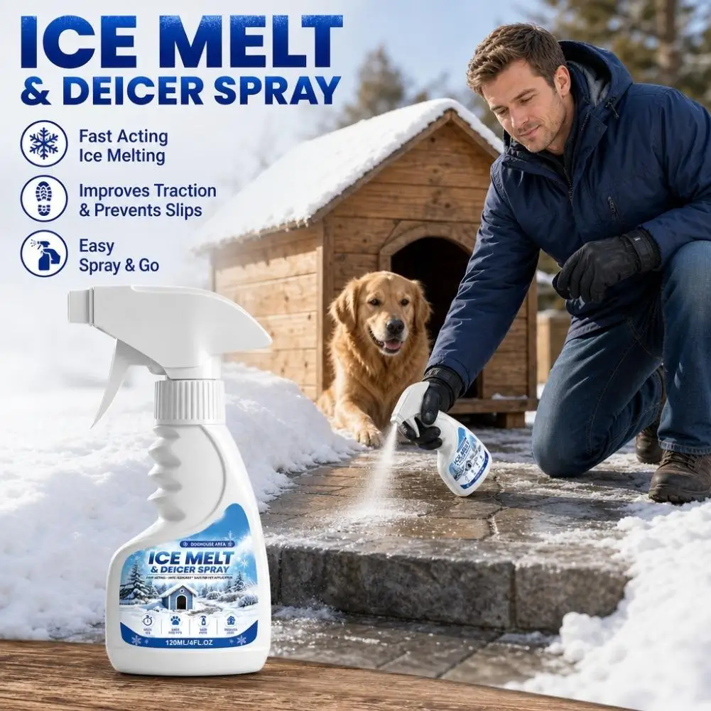 Ice Melter 120ml Deicer Spray Ice Melting Agent Fast-Acting Instant Ice Remover Efficient Defrosting Agent for Car Refrigerator