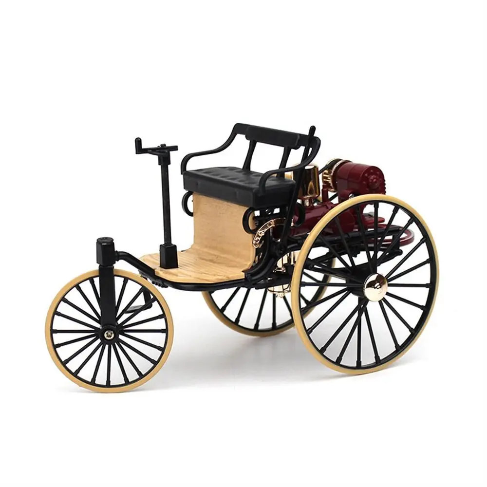 

Vintage Classic Tricycle Model Three Wheeled Metal Diecast Simulation Tricycle Miniature Model 1:12 Bike Miniature Model