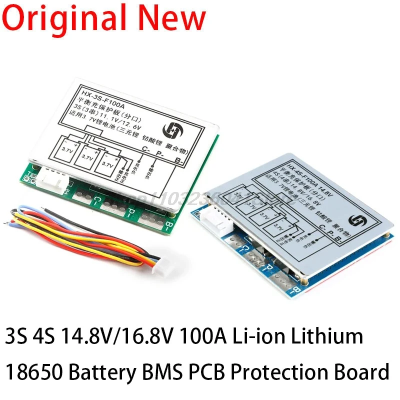 3S 4S 100A 14.8V/16.8V Li-ion Lithium 18650 Battery BMS PCM Protection Board with Overcharge and Over Discharge Protection