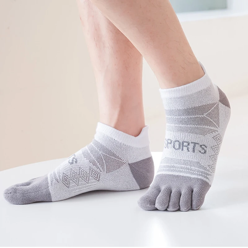 5 Pairs Low Toe Sports Socks Short 5 Fingers Protect Ankle Cotton Sweat-absorbing Spring Autumn Fittness Run Toe Socks for Men