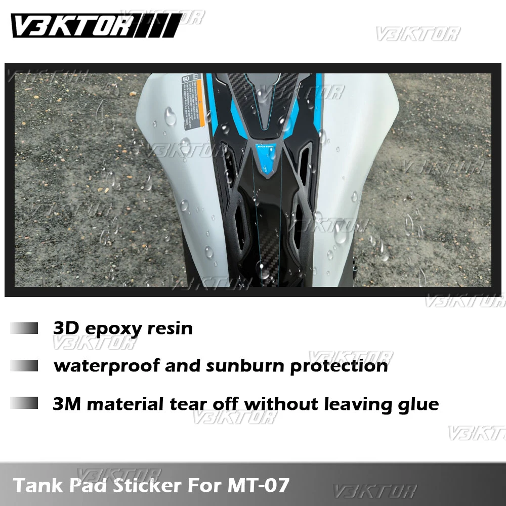 For MT 07 MT07 MT-07 3D Resin Fuel Tank Pad Sticker Motorcycle Oil Gas Cap Tank Decal Cover Protector Waterproof Ice Storm 2025 3