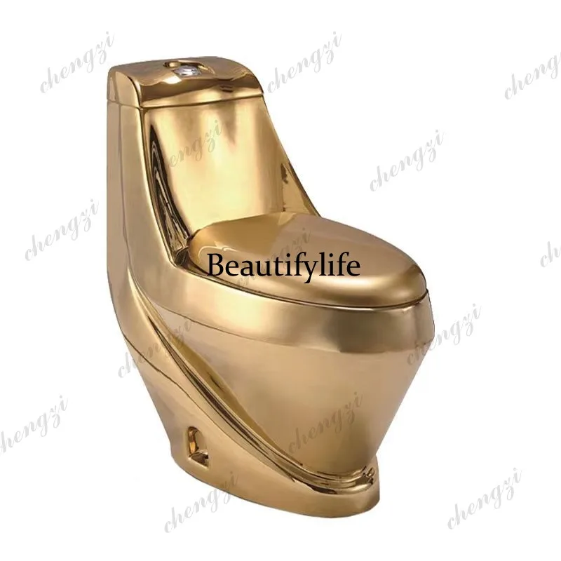 Household flush gold ceramic toilet Siphon water-saving European hotel club toilet