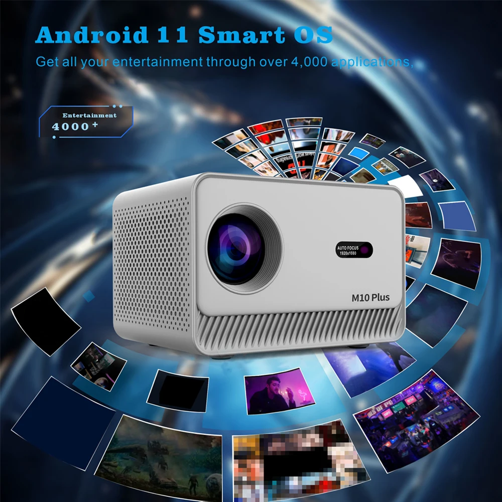 Projector M10 Plus BT5.2 Projector 4K 1280P Auto Levelling Android 11 200 ANSI Dual WIFI Allwinner H713 Home Cinema Projector