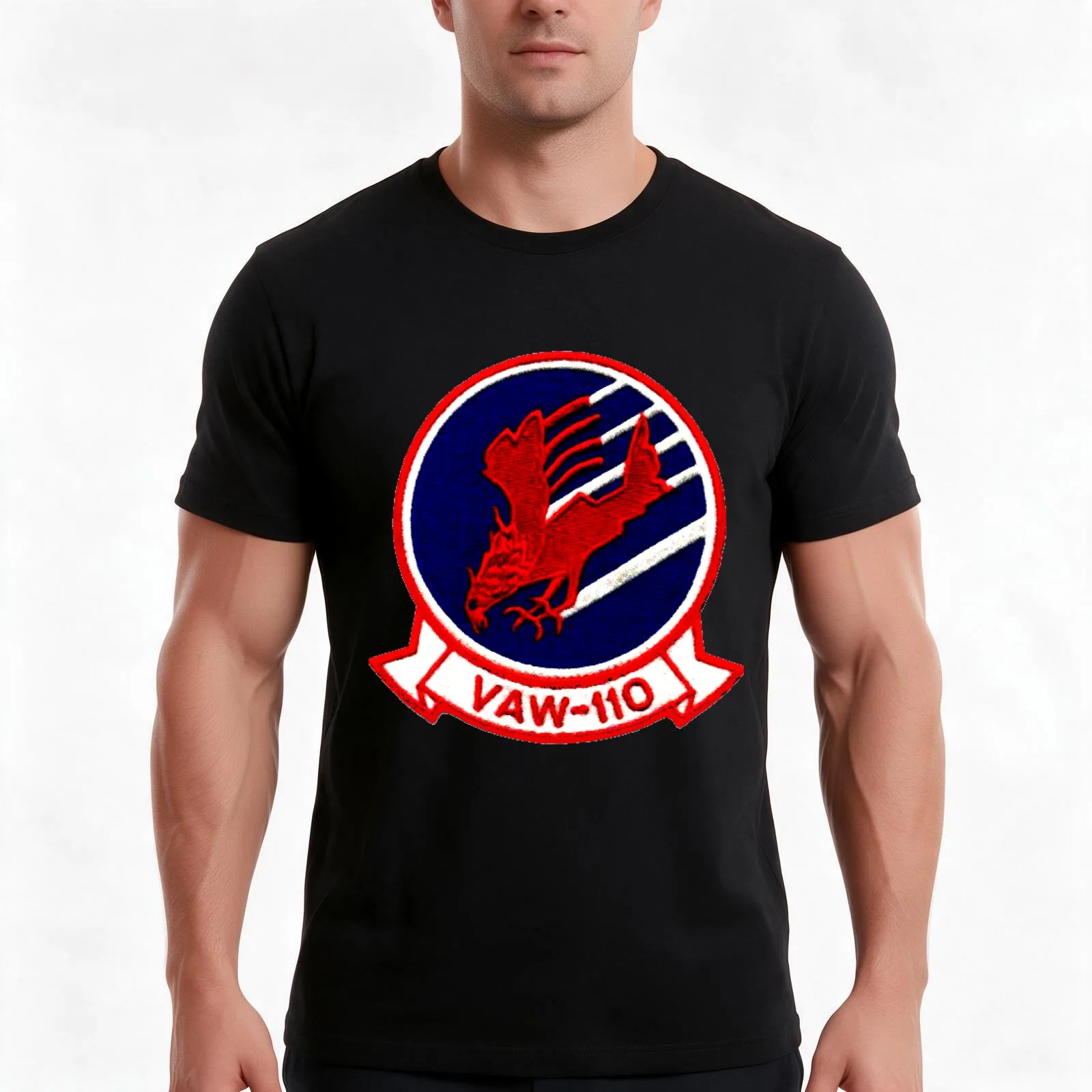 VAW-110 Firebirds T-Shirt, Summer Casual Cotton Tee, Oversized Streetwear Tops, Vintage Graphic Print, Loose Fit Short Sleeve