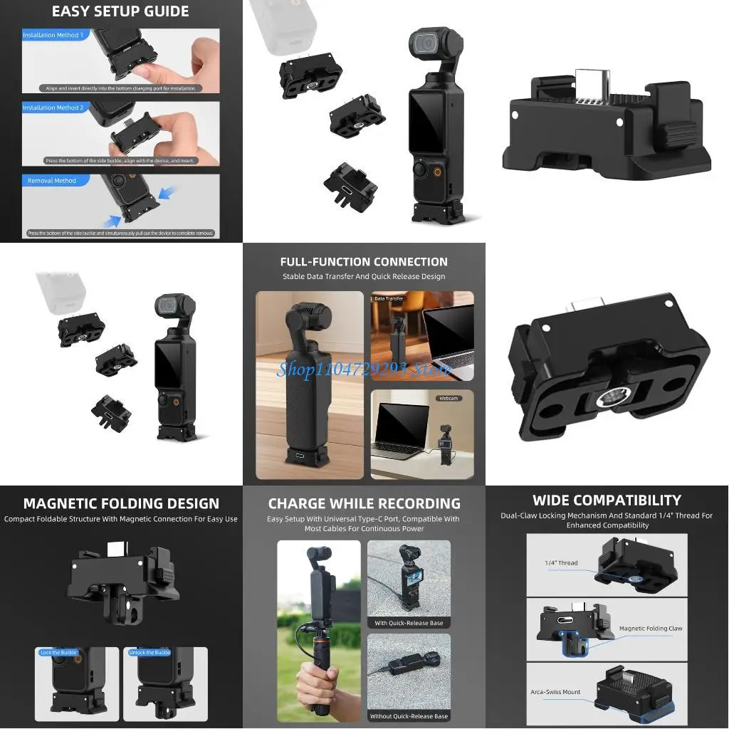 

Y2GD Expansion Adapter Quick Release Action Mount Support Charging 1/4inch Thread