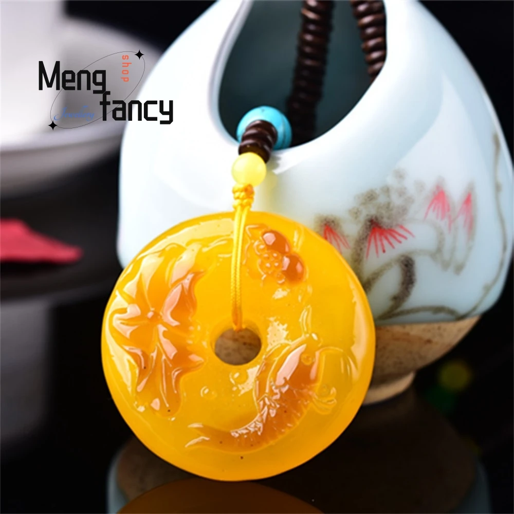 

High-Grade Simple Men's And Women's Beeswax Amber Round Pendant Exquisite Fashion Jewelry Elegant Best Selling Handicraft