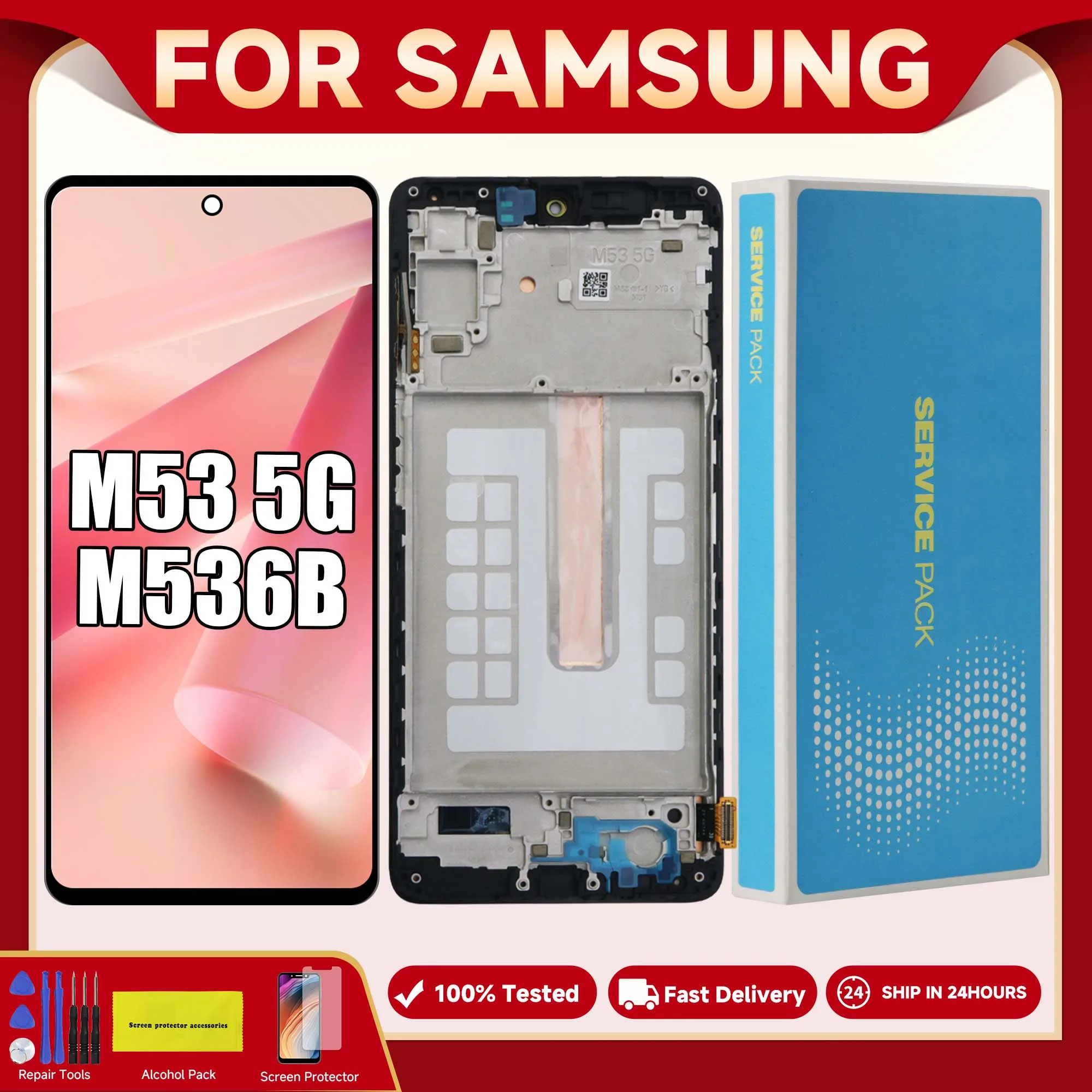 M53 5G For Samsung 6.7\'\'For AMOLED M53 M536B M536B/DS LCD Display Touch Screen Digitizer Assembly Replacement