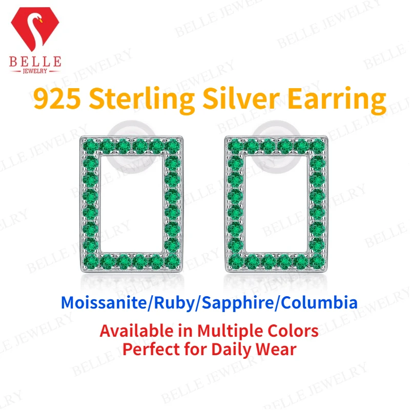

Moissanite Hoop Earrings Round Cut 925 Sterling Silver Minimalist Square Small Huggie Earrings Luxury Fine Jewelry Perfect Gift