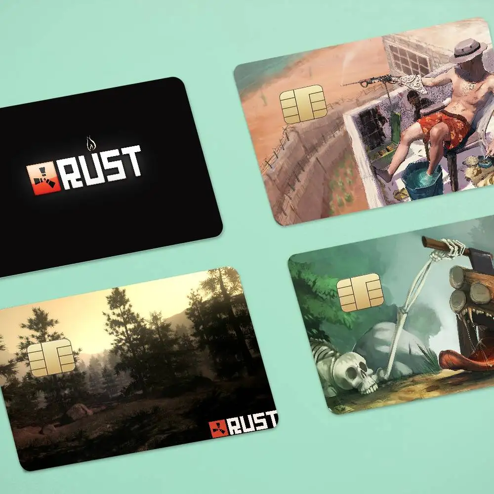 Game Rust Anime 4pcs 1Set Funny Shell On Off Ultra Thin No Fade Sticker Skin Cover Film For Debit Credit Card