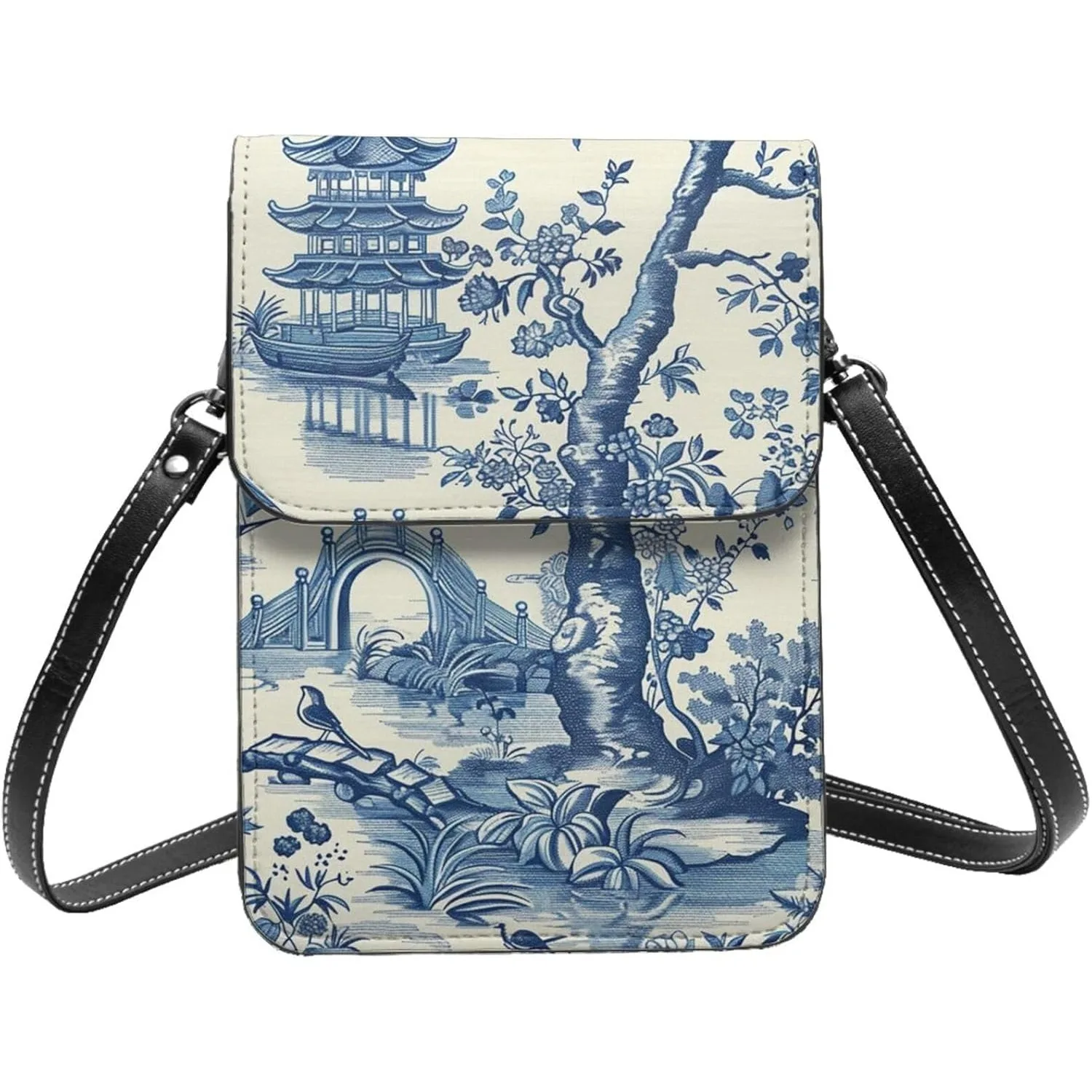 

Японские традиционные азиатские пейзажи, японские винтажные кожаные маленькие сумки через плечо для женщин, сумка для мобильного телефона