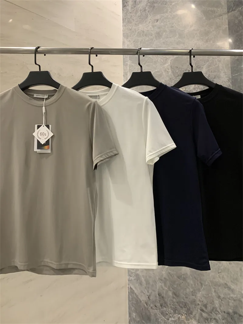  Recycled Fiber Blend Men's Short Sleeve T-Shirt Smooth Elastic Casual Wear Breathable Comfortable round Neck Top
