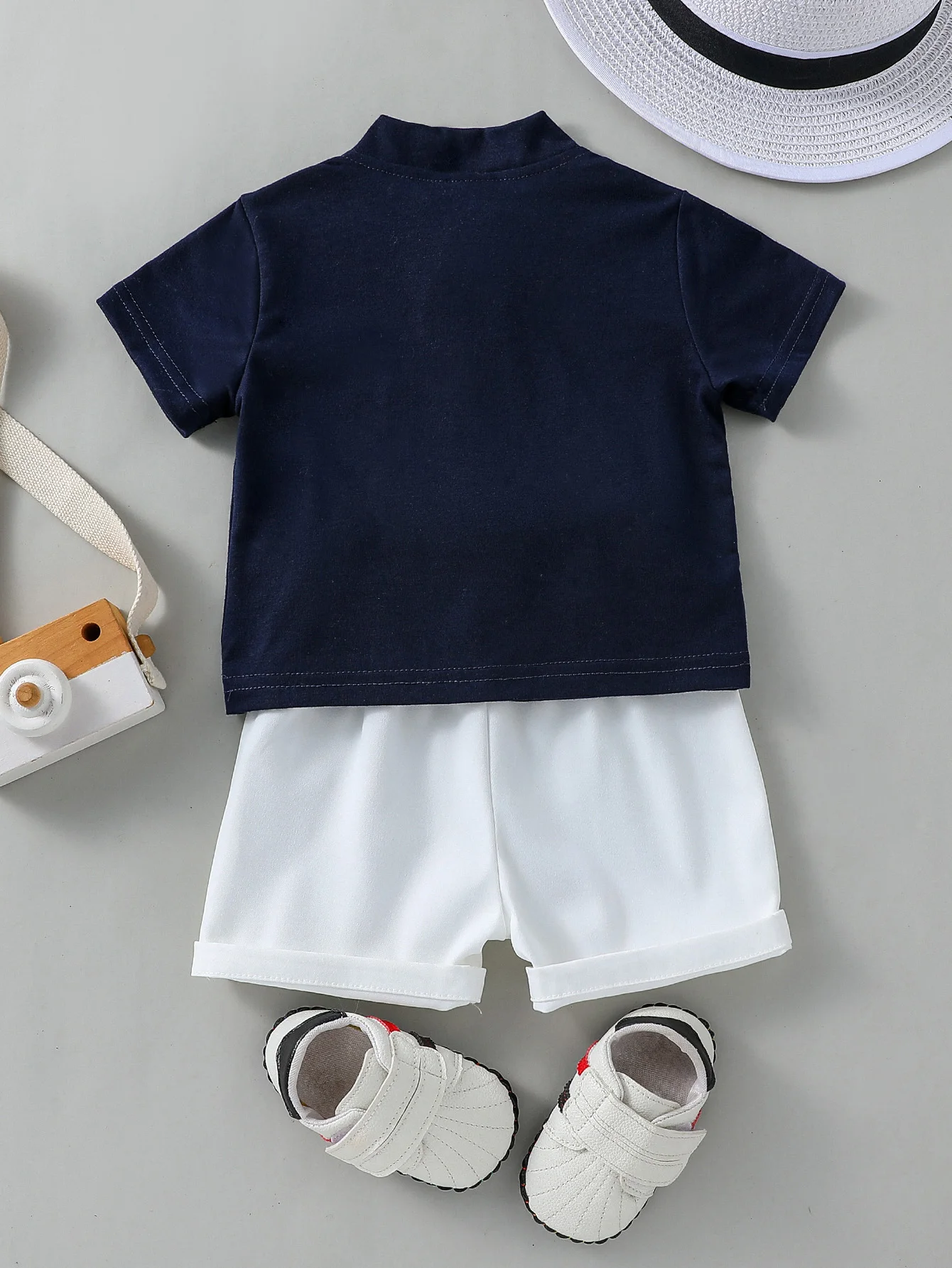 2PCS Infant Baby Boy Clothes Set White Short Sleeves T-shirt Shorts  Summer Daily Casual Outfit for Toddler Suits