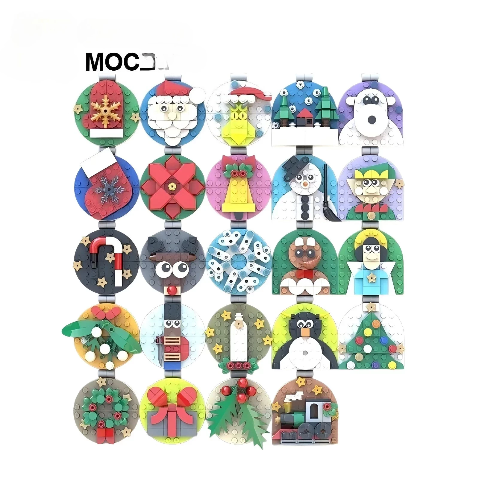 24PCS Advent Calendar Cute Snowflake Elk Tree Christmas and Winter Decoration Small Pendant BUilding Blocks Toys Holiday Gifts