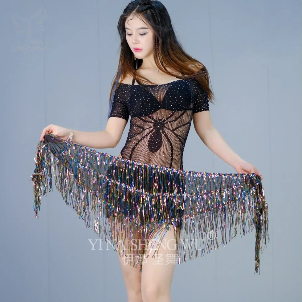 Pas do tańca brzucha dla kobiet, w stylu bohemy, z frędzlami, trójkątny szal na biodra, orientalny pas do ćwiczeń tańca, kurtyna do tańca.