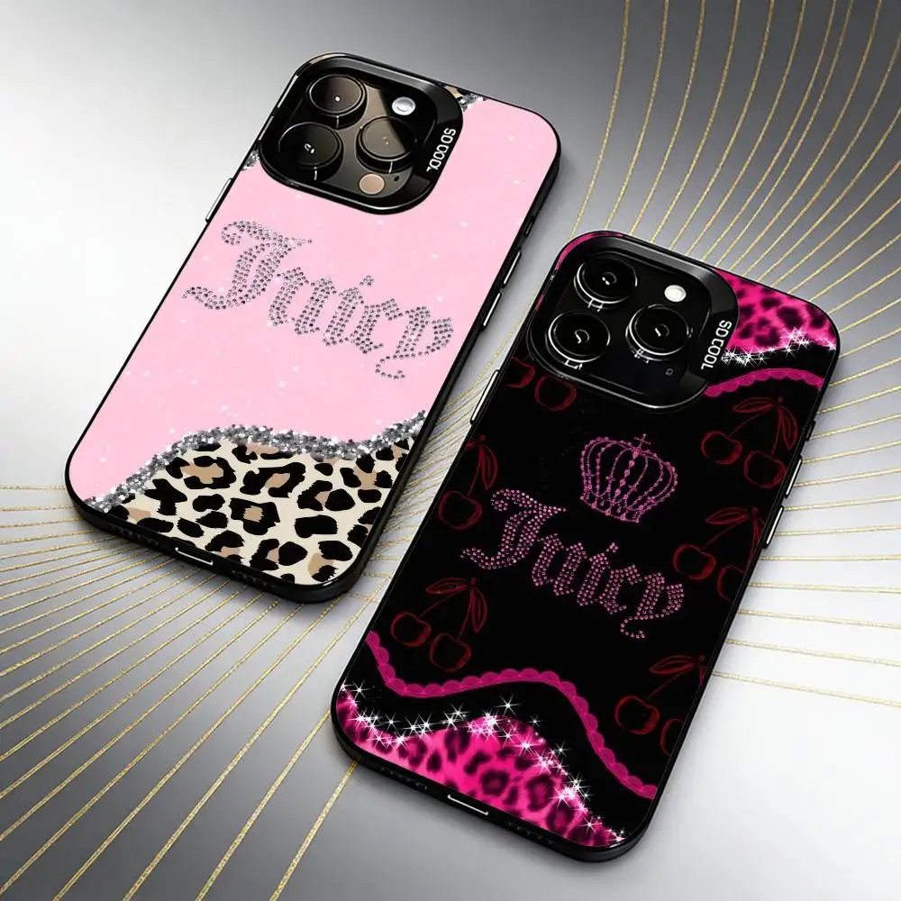 

JC-ES J-Juicy C-Couture Printed Phone Case For iPhone 16 17 15 14 12 13 Pro Max Black Candy Matte Shockproof Cover