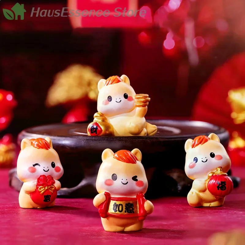 ※Improved 2026 New Year Figurines Miniatures Cartoon Lucky Horse Micro Landscape Ornaments Household Desk Decorations