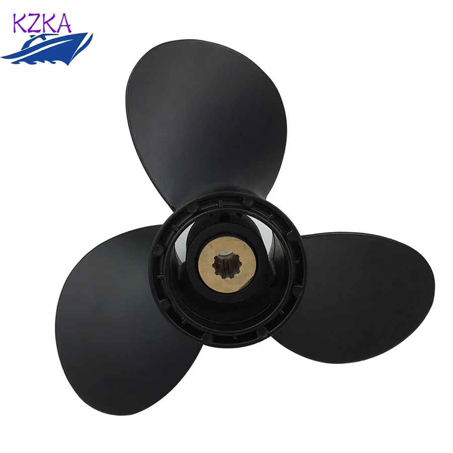 9 1/4 X 9 Aluminum Alloy Propeller 58100-93723-019 For Suzuki Outboard Engine 8HP-20Hp 3 Blade Black 10 Spline Tooth R Rotation