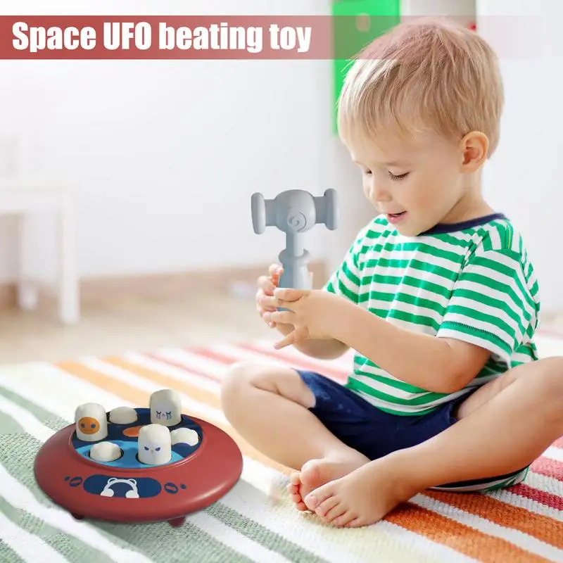 Nave espacial interativo batendo brinquedo com martelo, Habilidade motora fina, brinquedo de desenvolvimento precoce, diversão para meninos e meninas