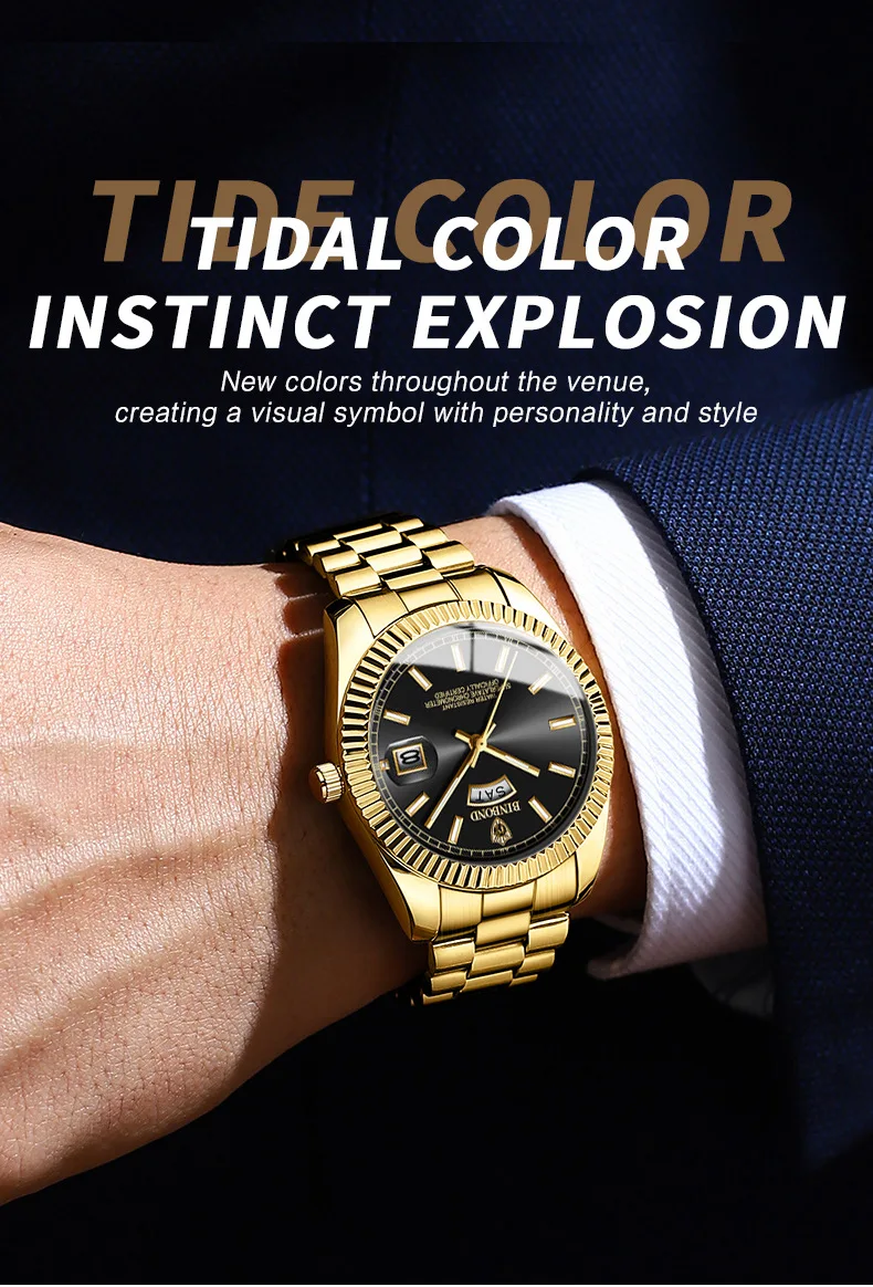 BINBOND Luxury Sport Wrist Watch For Man Waterproof Luminous Date Men Watch Quartz Stainless Steel Men's Watches Male Reloj