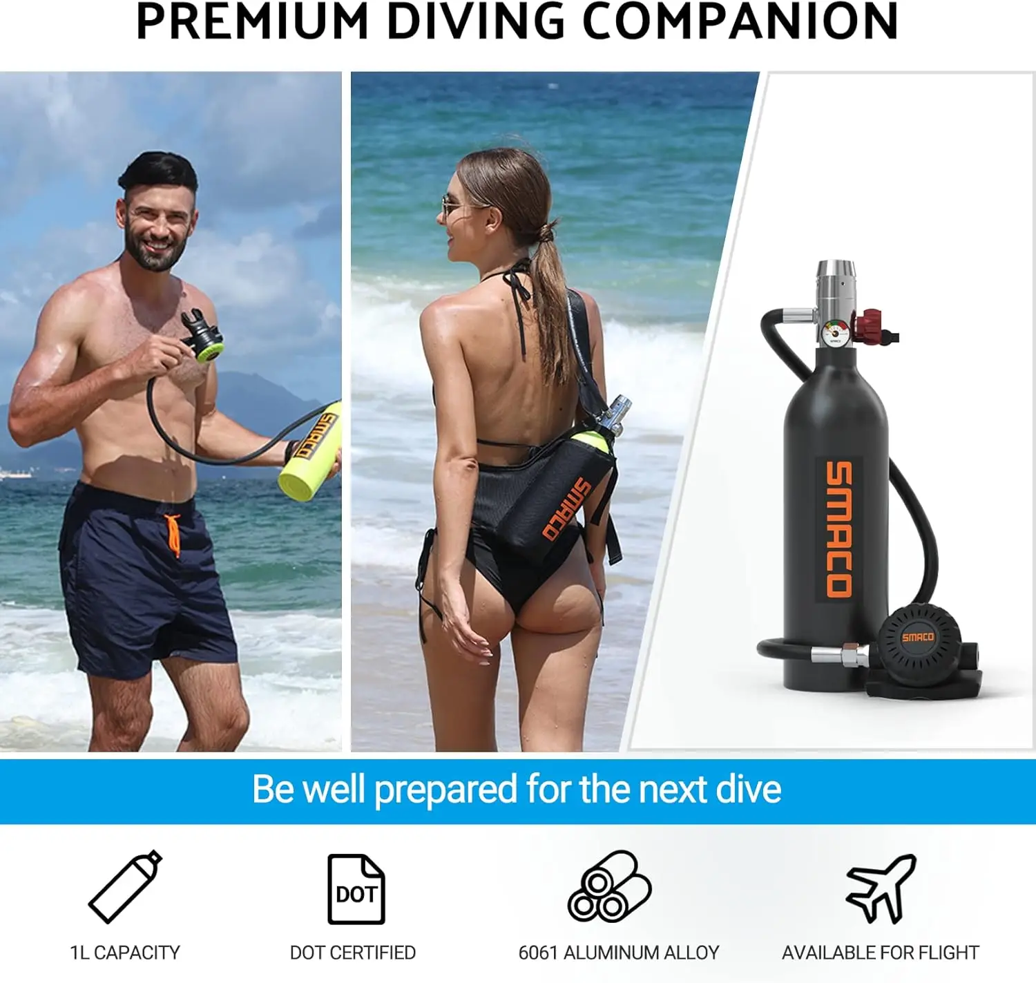 Scuba Tank Mini Scuba Tank 1L Support About 15 Minutes Underwater Breathing(No More Than 33ft) Mini Diving Tank Diving Equipment